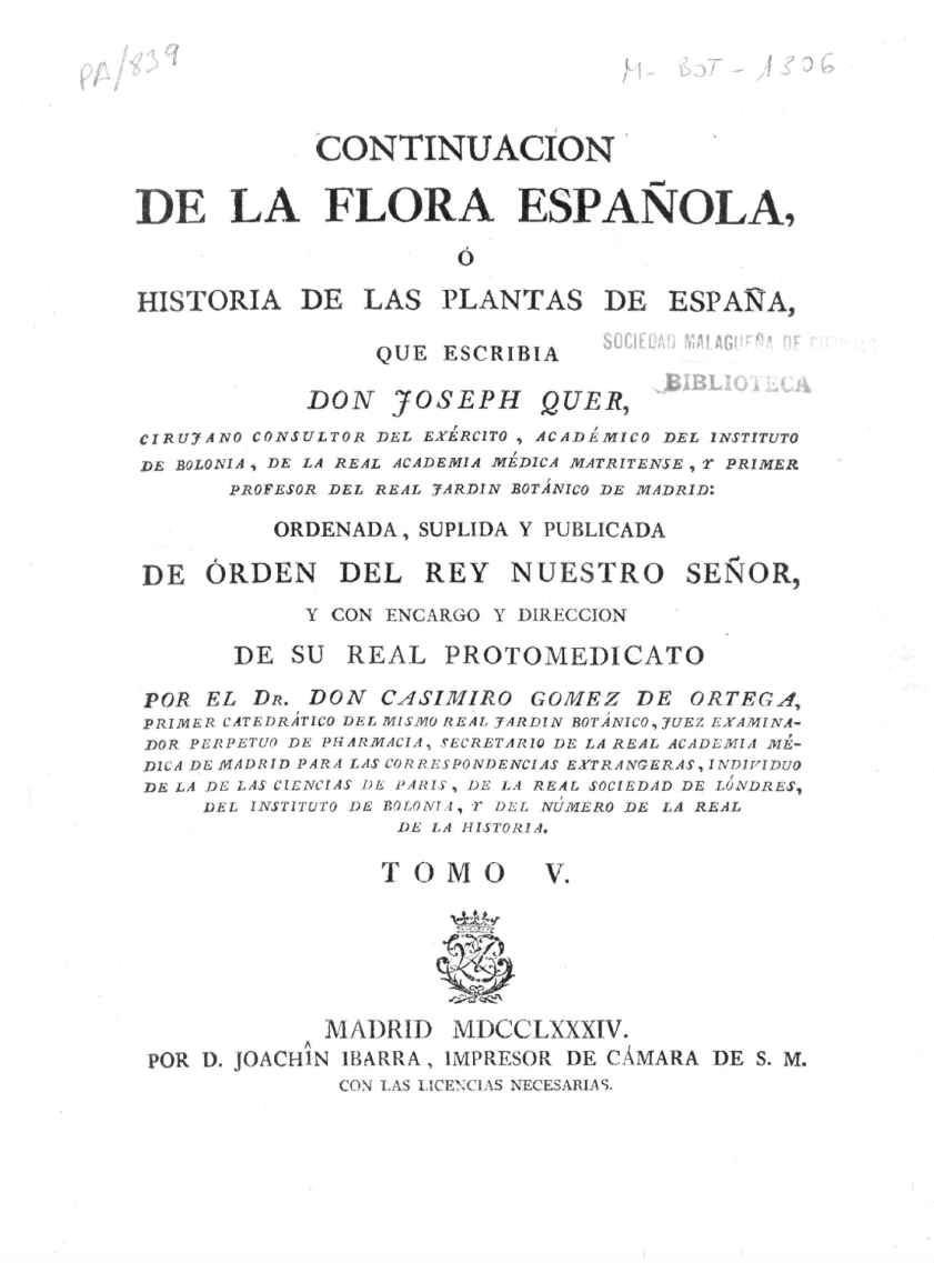 Casimiro Gómez - Continuacion Flora Española - 2 tomos 
