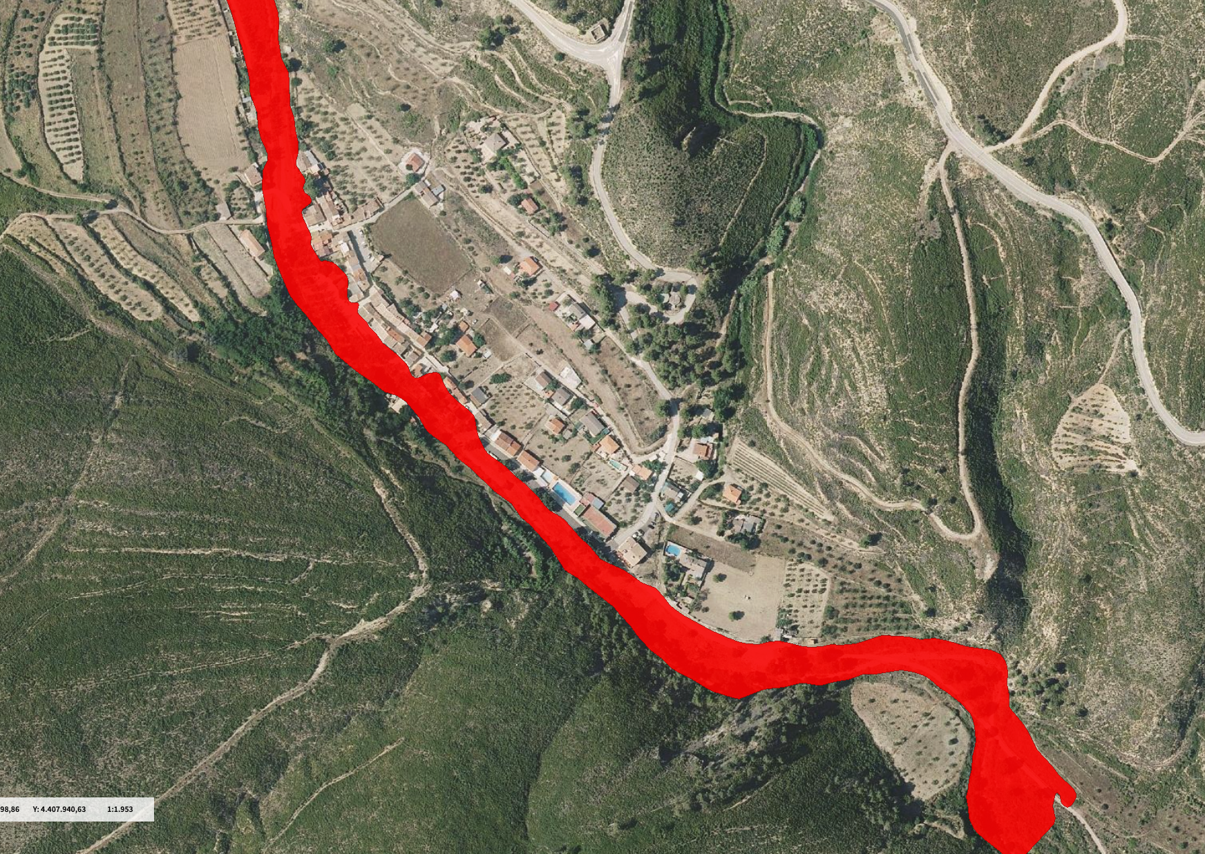 Mapa de artaj de la zona inundable con probabilidad a 10 años<